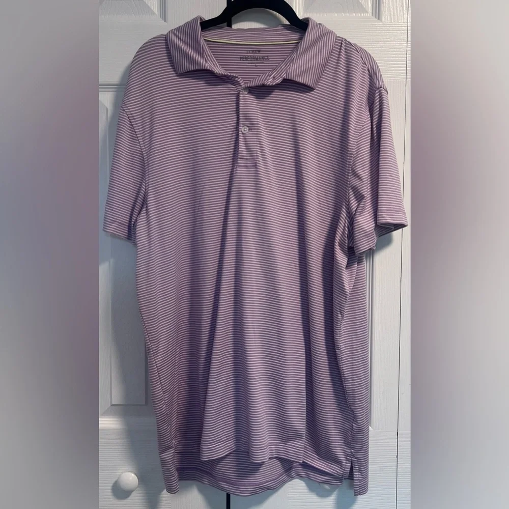 J. Crew Factory Purple and White Performance Polo